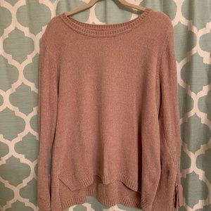 LC Lauren Conrad Blush Bow Sleeve Chenille Sweater